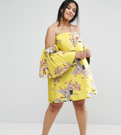 Жаккардовое платье мини с широкими оборками ASOS CURVE - Мульти