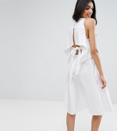 Хлопковое платье с открытой спиной и завязкой ASOS TALL - Белый