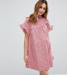 Красное свободное платье в клеточку ASOS Maternity - Красный