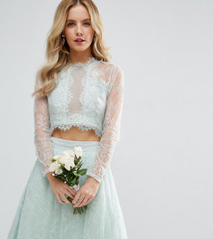 Топ с кружевной вставкой ASOS PETITE Bridesmaid - Зеленый