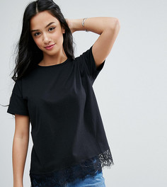 Футболка с кружевом ASOS PETITE - Черный