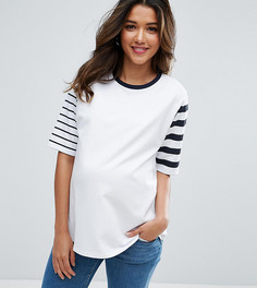 Трикотажная футболка в полоску ASOS Maternity - Белый