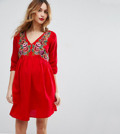 Платье мини с вышивкой ASOS Maternity PETITE - Красный
