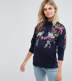 Свитшот с вышивкой и принтом ASOS Maternity - Темно-синий