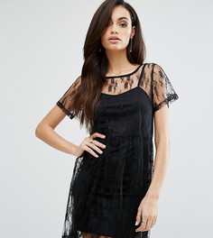 Свободное платье с кружевным верхним слоем Prettylittlething - Черный