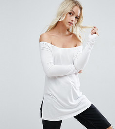 Свободный топ с открытыми плечами и разрезами по бокам ASOS PETITE - Белый