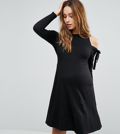 Платье с длинными рукавами и вырезами на плечах ASOS Maternity PETITE - Черный