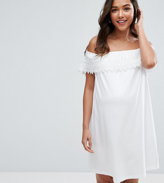 Платье с открытыми плечами и кружевом ASOS Maternity - Белый