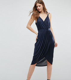 Платье с запахом и драпировкой спереди Vero Moda Tall - Темно-синий