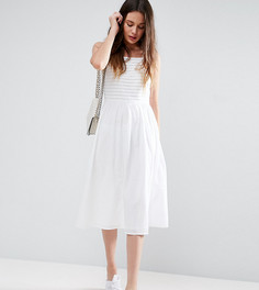 Платье миди со складками ASOS TALL - Белый