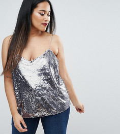 Расшитый пайетками топ на тонких бретельках ASOS CURVE - Фиолетовый