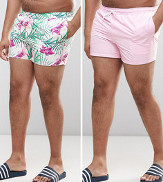 2 коротких шортов для плавания (розовые и с цветочным принтом) ASOS PLUS - СО СКИДКОЙ - Мульти