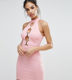 Платье с высокой горловиной и вырезами с металлической отделкой Ginger Fizz - Розовый
