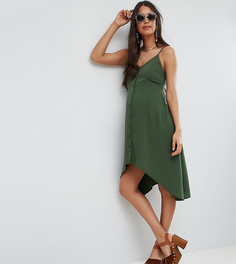 Сарафан мини на пуговицах с удлиненным кроем сзади ASOS Maternity - Зеленый