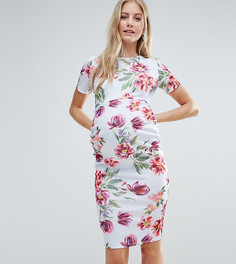 Облегающее платье с круглым вырезом и цветочным принтом ASOS Maternity - Мульти