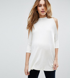 Топ для беременных с открытыми плечами и высокой горловиной ASOS Maternity - Белый