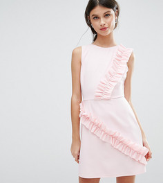 Платье мини с оборками ASOS PETITE - Розовый