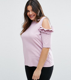 Топ из ткани понте с оборкой и открытыми плечами ASOS CURVE - Фиолетовый