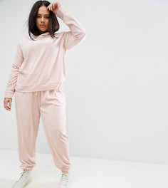 Велюровые джоггеры ASOS CURVE LOUNGE - Бежевый