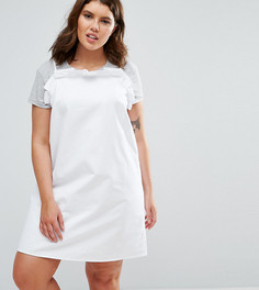 Белое джинсовое платье-комбинация с оборками ASOS CURVE - Синий