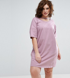 Платье-футболка с вырезом ASOS CURVE - Фиолетовый