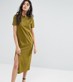 Платье-футболка миди с разрезом сбоку ASOS TALL - Зеленый