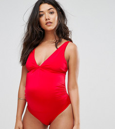 Слитный купальник с узлом спереди ASOS Maternity - Красный