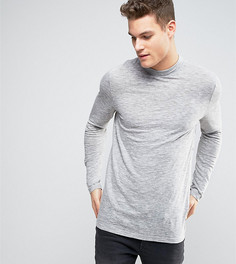 Серый фактурный лонгслив с высокой горловиной ASOS TALL - Серый