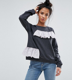 Свитшот с оборками в клеточку ASOS PETITE - Серый