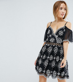 Платье с открытыми плечами и вышивкой Miss Selfridge Petite - Мульти