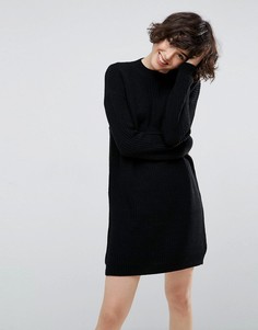 Платье крупной вязки с высоким вырезом ASOS - Черный