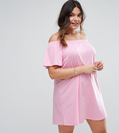 Платье мини с открытыми плечами ASOS CURVE - Розовый