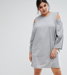 Платье с рукавами-кимоно и открытыми плечами ASOS CURVE - Серый