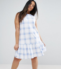 Клетчатое платье пастельного голубого цвета ASOS CURVE - Мульти