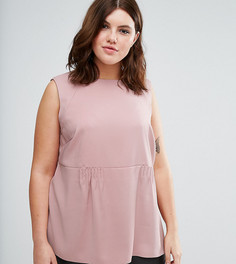 Свободный топ без рукавов со складками ASOS CURVE - Розовый