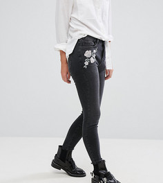 Зауженные джинсы с вышивкой New Look Petite - Серый