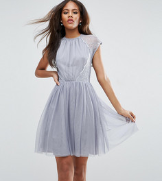 Платье мини для выпускного из тюля и кружева ASOS TALL PREMIUM - Серый
