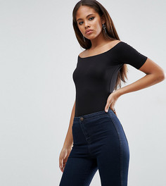 Топ с открытыми плечами и короткими рукавами ASOS TALL - Черный