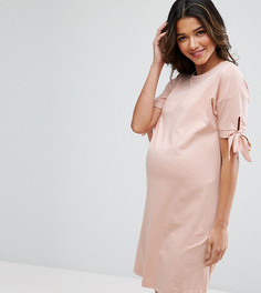 Платье-футболка с бантами на рукавах ASOS Maternity - Розовый