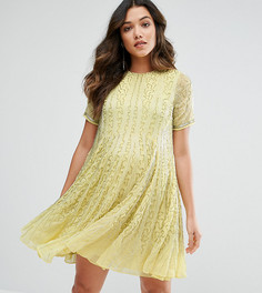 Короткое приталенное платье с отделкой бусинами ASOS Maternity - Желтый