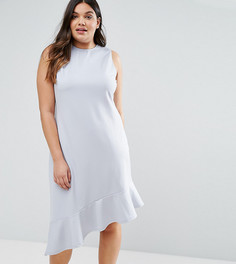 Платье миди с асимметричным краем ASOS CURVE - Серый