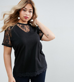 Футболка с кружевными вставками ASOS CURVE - Черный