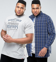 Синяя рубашка в клетку и серая футболка Duke PLUS - Синий