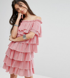 Платье мини в клеточку из ярусных оборок Glamorous Petite - Красный