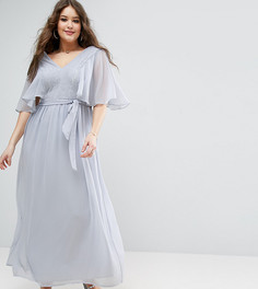 Платье макси с рукавами клеш и кружевными вставками ASOS CURVE - Серый