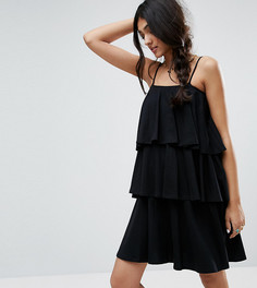 Ярусное платье на тонких бретельках ASOS TALL - Черный