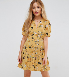 Чайное платье с мелким цветочным принтом ASOS PETITE - Мульти
