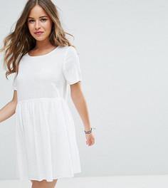 Свободное платье в стиле casual в фактурную клетку ASOS PETITE - Белый