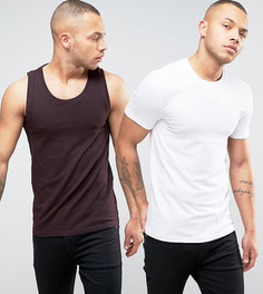 Комплект из обтягивающей футболки и обтягивающей майки ASOS, СКИДКА - Мульти