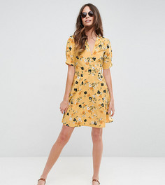 Чайное платье с цветочным принтом ASOS TALL - Желтый